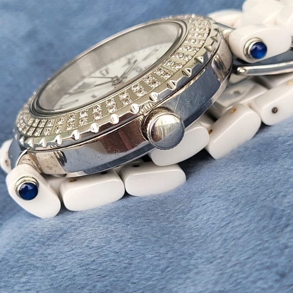 Le Chateau White and Silver Watch with Crystal Accents - Picture 8 of 10